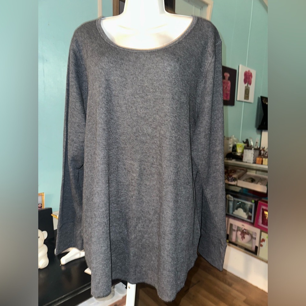 Old Navy Charcoal Ribbed Long Sleeve Top